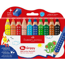 Faber-Castell Grippy Coloured Pencils Pack of 10 with Sharpener
