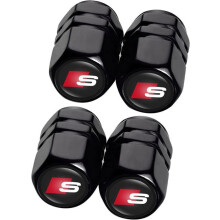 stuks autoventieldopjes, metalen ventieldopjes met logo, compatibel met Audi S Line S1-S8, zwart