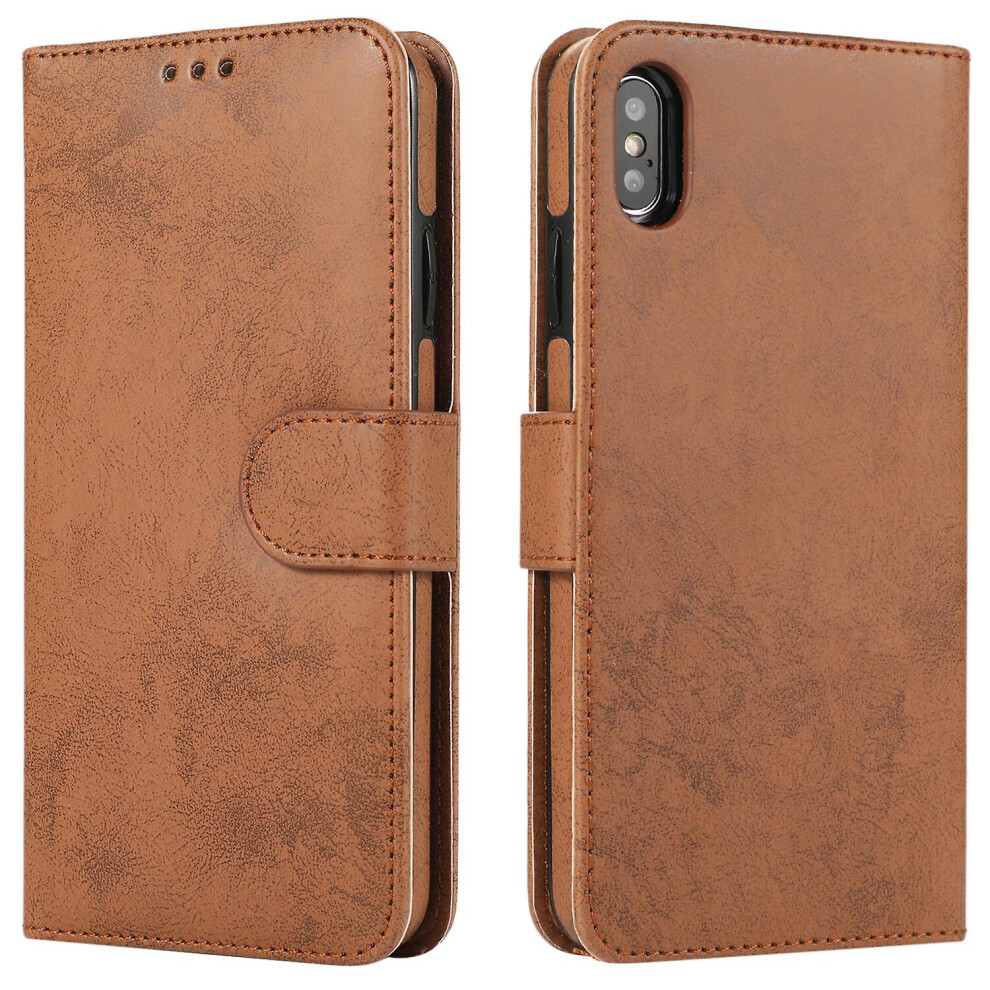 Iphone X Xs Case, Card Slots Retro Leather Wallet Shockproof Flip Cover Magnetic Closure Bookstyle Stand Case: Brown 8291303216621