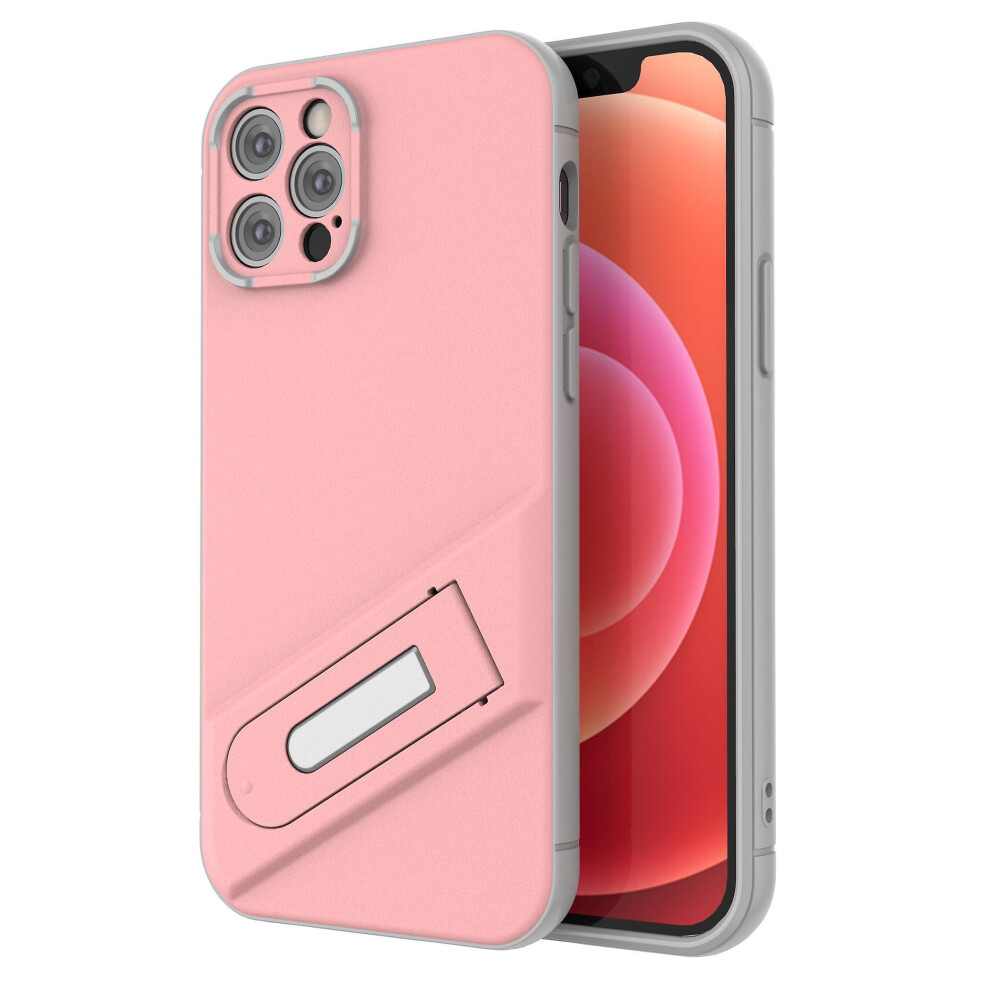 Shockproof Slim Case Compatible Iphone 13 12 Pro Max With Stand: Pink 4973247237392