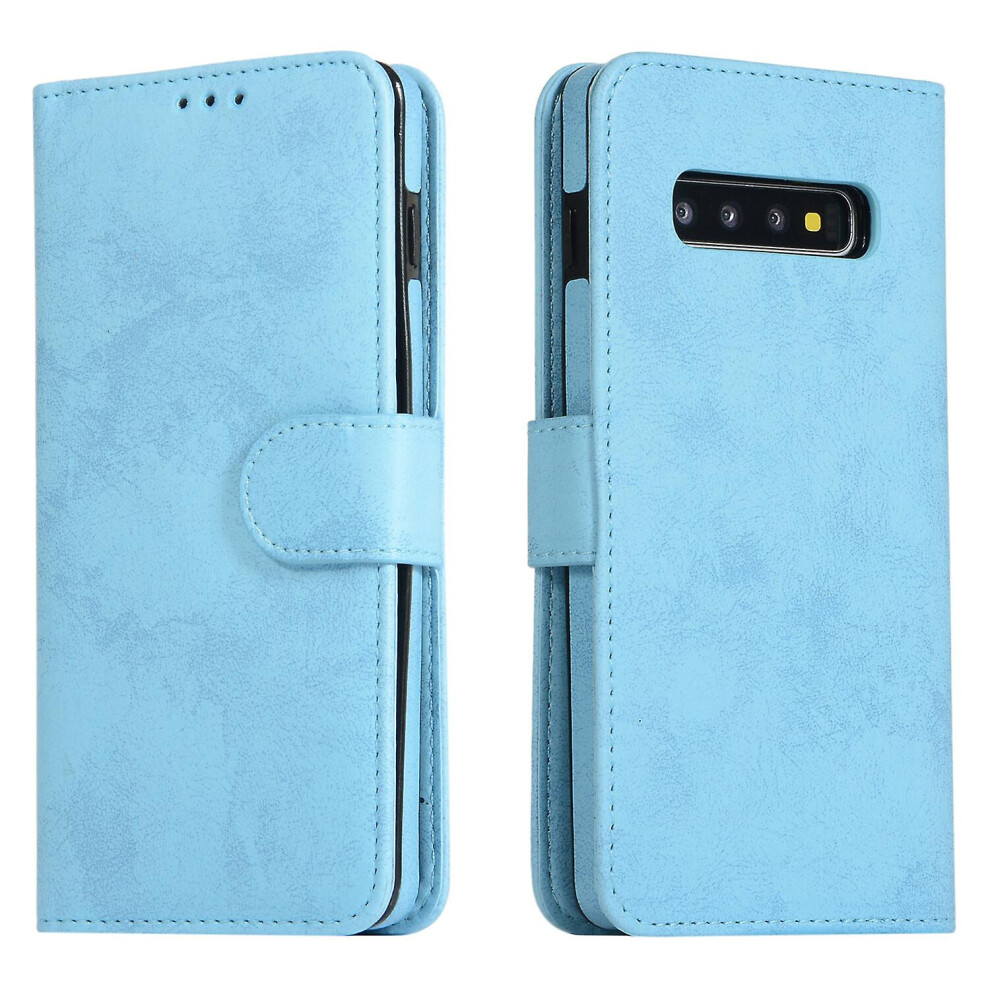 Samsung S10 Plus Case, Card Slots Retro Leather Wallet Shockproof Flip Cover Magnetic Closure Bookstyle Stand Case:light Blue 4973247237255
