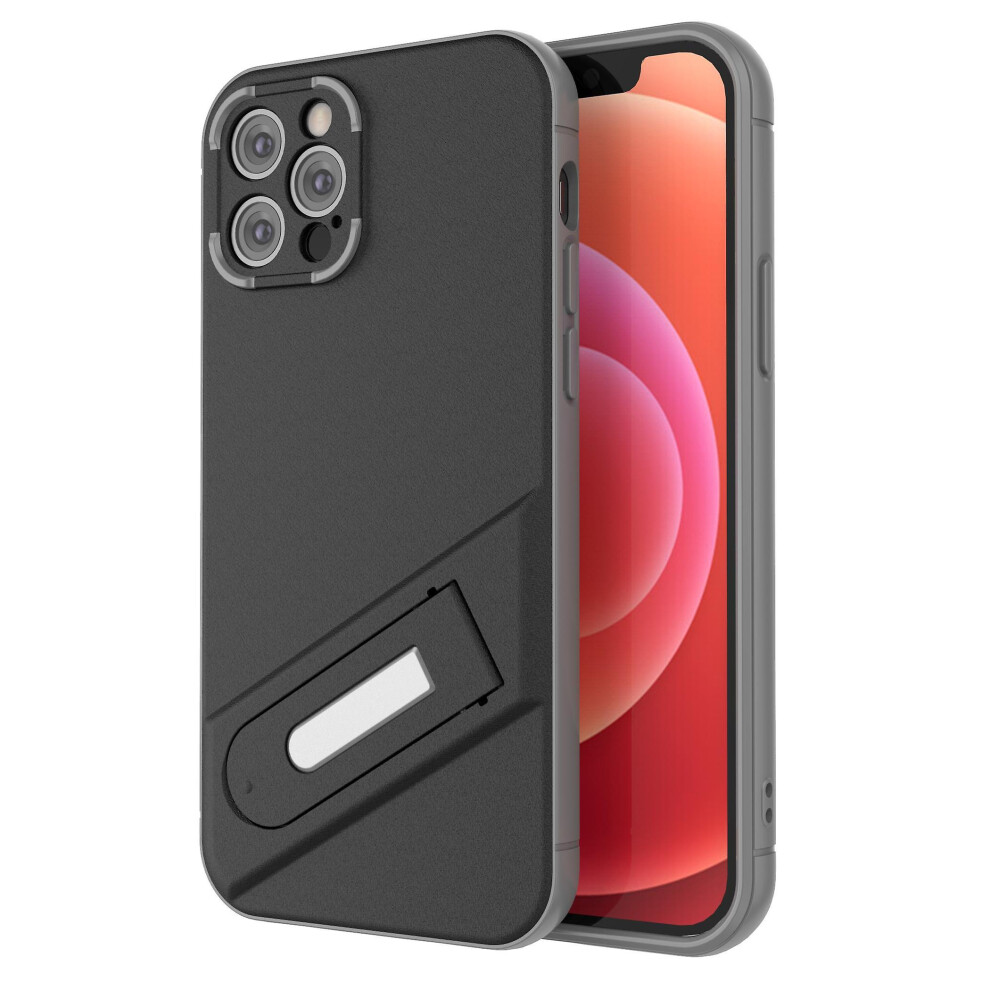 Shockproof Slim Case Compatible Iphone 13 12 Pro Max With Stand: Black 4973247237361