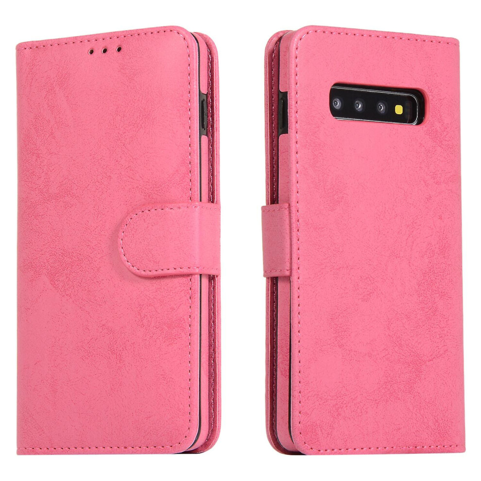 Samsung S10 Plus Case, Card Slots Retro Leather Wallet Shockproof Flip Cover Magnetic Closure Bookstyle Stand Case:rose Red 4973247237279
