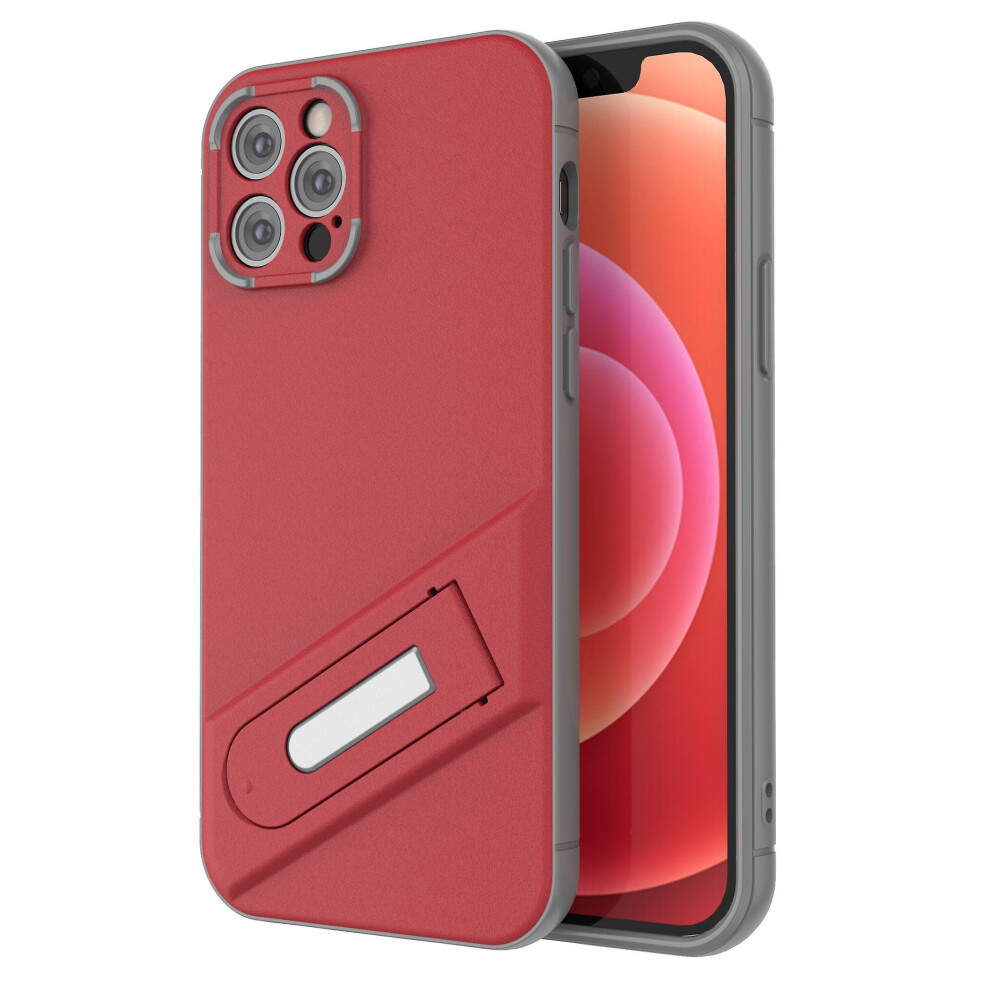 Shockproof Slim Case Compatible Iphone 13 12 Pro Max With Stand: Red 4973247237415