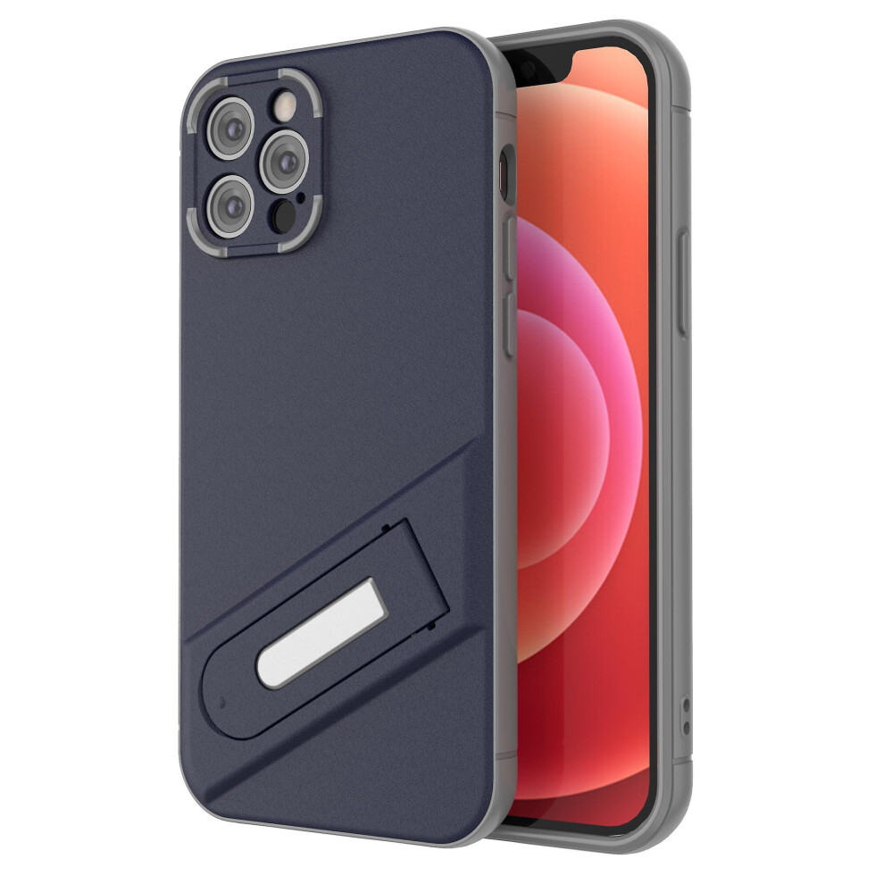 Shockproof Slim Case Compatible Iphone 13 12 Pro Max With Stand: Blue 4973247237378