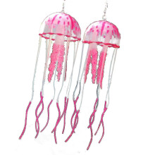 (Rose red) Fashion Air Jellyfish Earrings Exaggerated Tassel Texture Personality Earrings