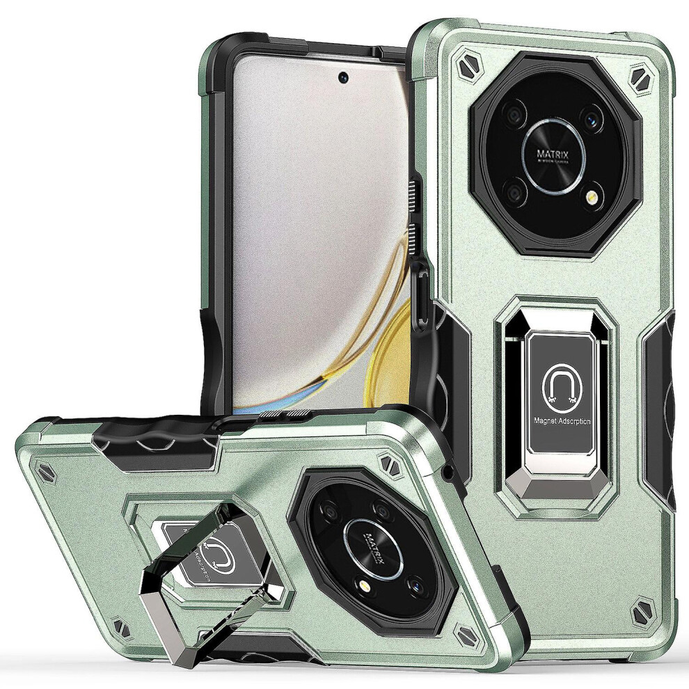 Case Compatible Honor X9 Shockproof Magnetic With Ring Holder: Green 4973247237835