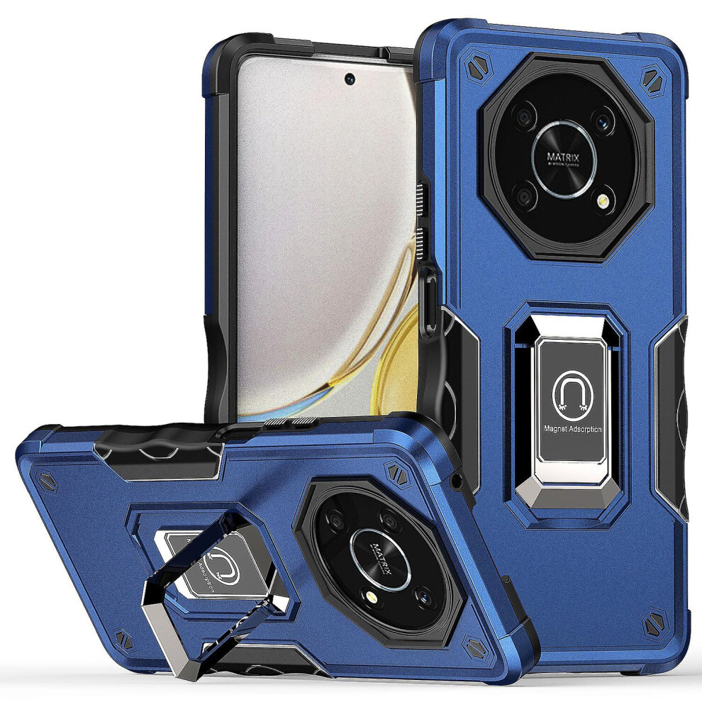 Case Compatible Honor X9 Shockproof Magnetic With Ring Holder: Blue 4973247237828