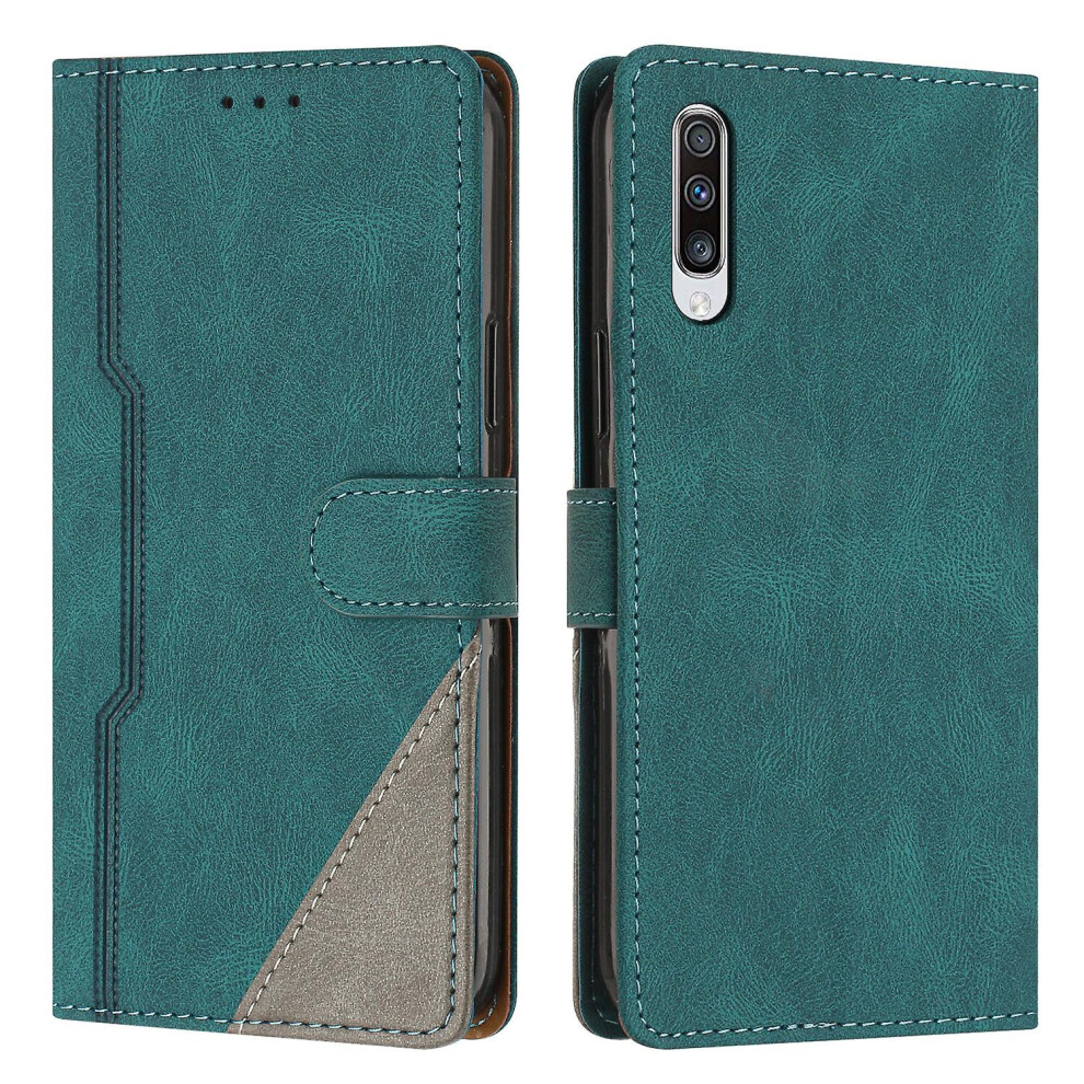 Leather Magnetic Clasp Case With Flip Wallet Stand Function Cover Compatible Samsung A50 /A50s /A30s: Green 8303483115844