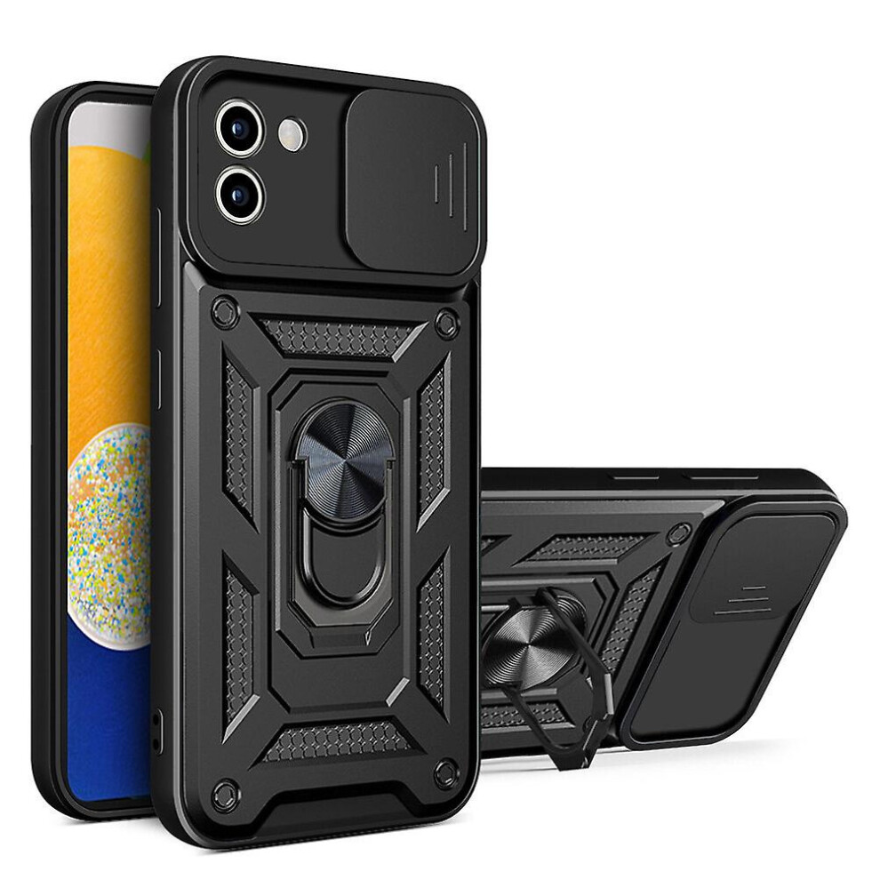 Magnetic Phone Case Compatible Samsung Galaxy A03 5G, Slide Camera Lens Protection And Built In 360 Rotatable Ring Holder: Black 8337038351173