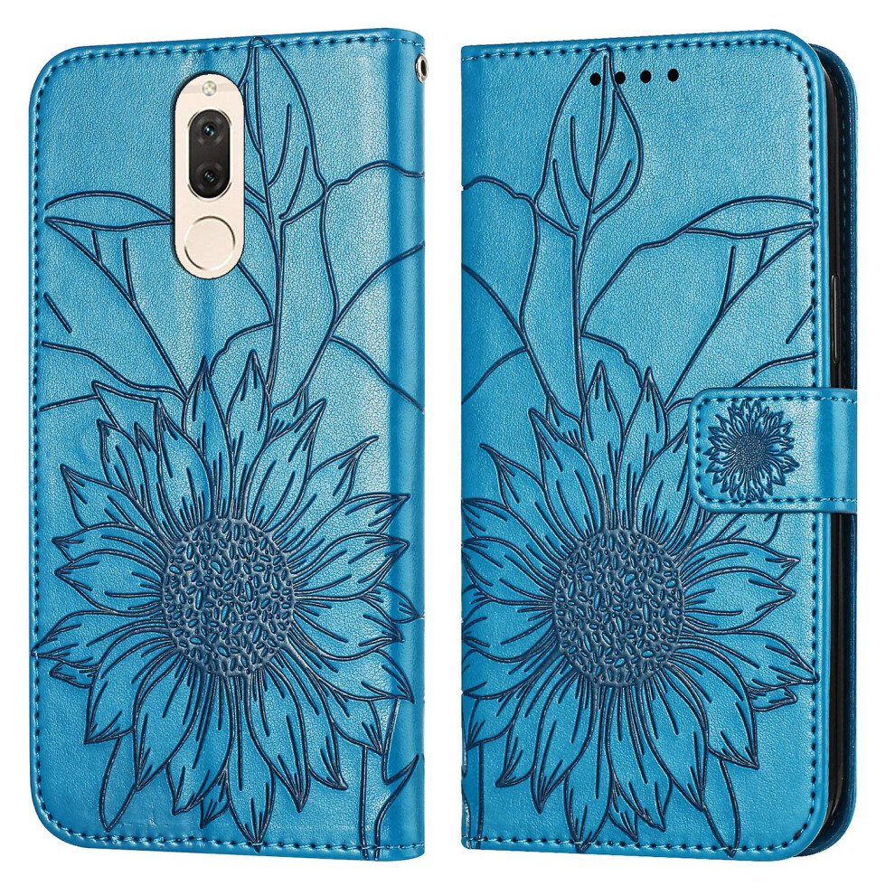 Compatible Huawei Mate10 Lite Wallet Case,3 Credit Card Slot Id Card Holder,Pu Leather Flip Case: Blue 3616936408659