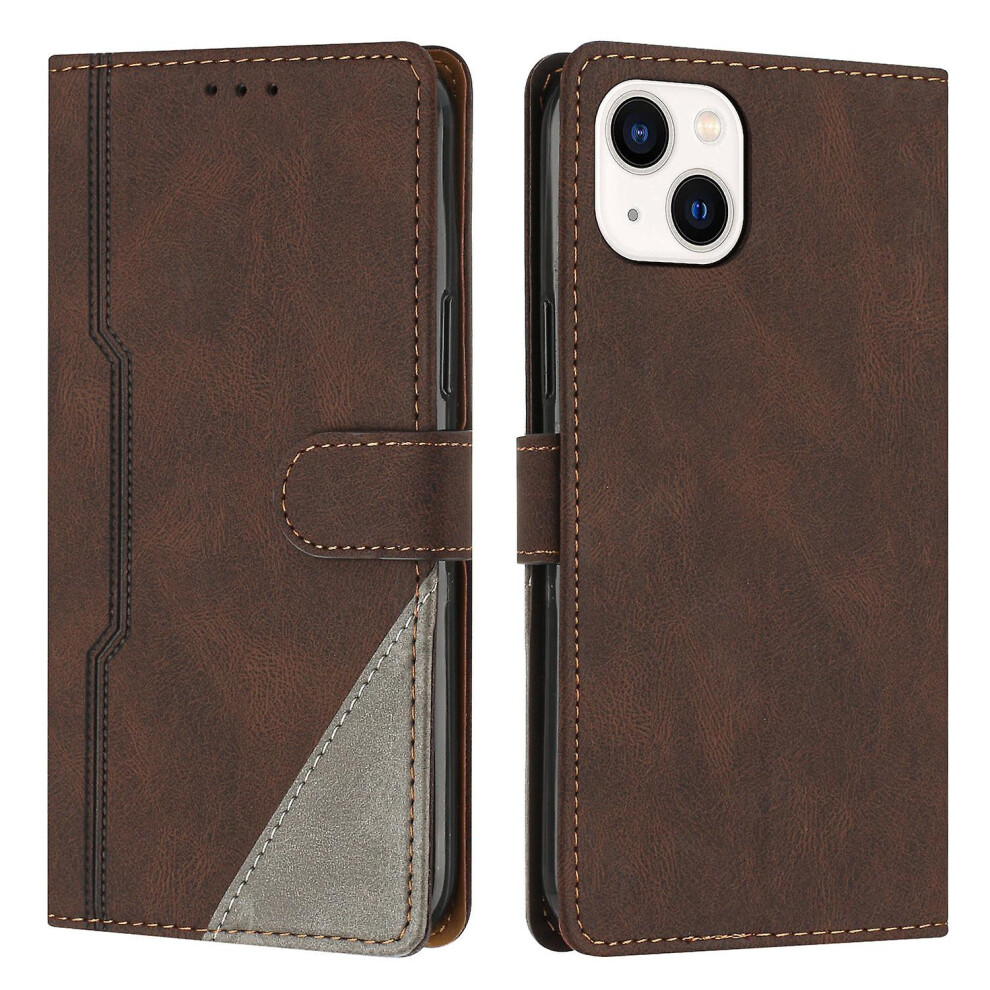 Leather Magnetic Clasp Case With Flip Wallet Stand Function Cover Compatible Iphone 15: Brown 3785934258266