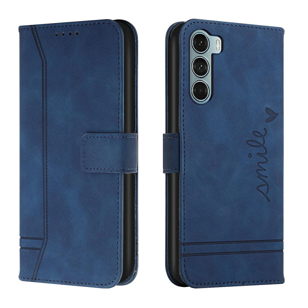 Leather Magnetic Closure Case With Flip Wallet Stand Function Cover Compatible Moto G200 5G: Blue 3298200244042