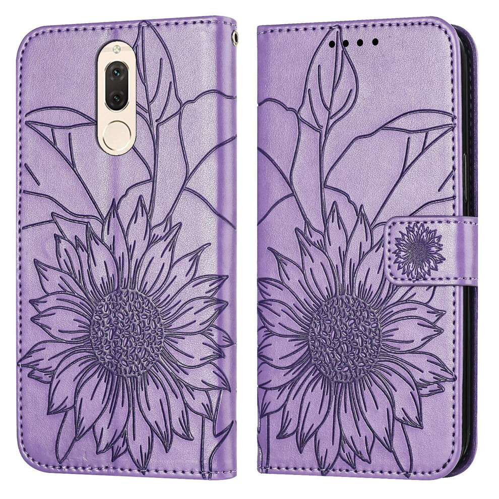 Compatible Huawei Mate10 Lite Wallet Case,3 Credit Card Slot Id Card Holder,Pu Leather Flip Case:light Purple 4993011426586