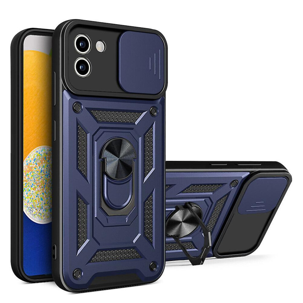 Magnetic Phone Case Compatible Samsung Galaxy A03 5G, Slide Camera Lens Protection And Built In 360 Rotatable Ring Holder: Blue 8337038351180