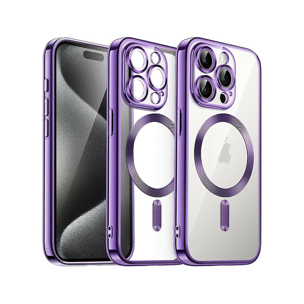 Compatible Iphone 14 Magsafe Magnetic Transparent Electroplated Tpu Phone Case: Purple 3785934258501