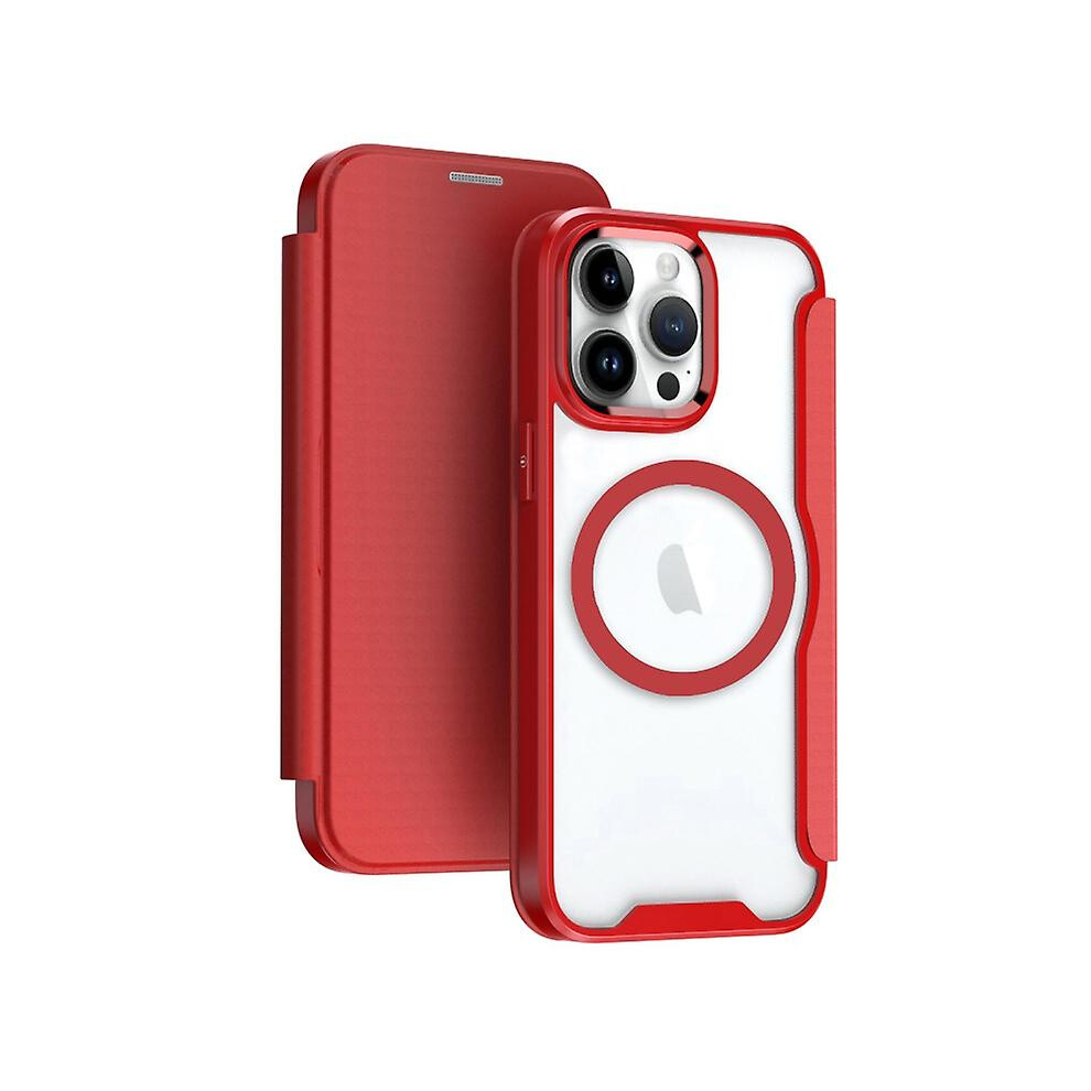 Compatible Iphone Xs Max Magsafe Rfid Blocking Adsorption Flip Leather Phone Case: Red 3403292164226