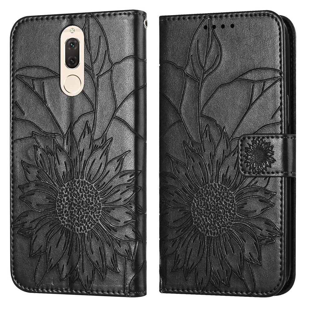 Compatible Huawei Mate10 Lite Wallet Case,3 Credit Card Slot Id Card Holder,Pu Leather Flip Case: Black 3616936408642
