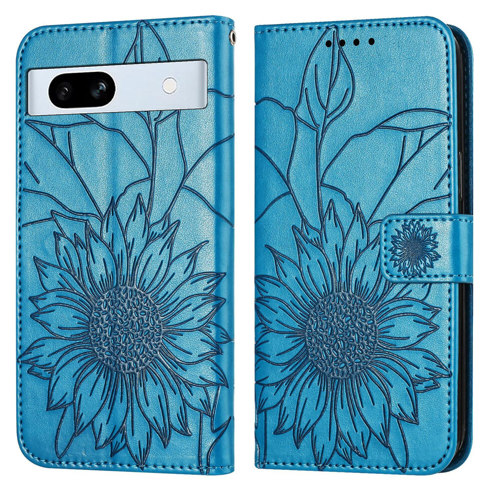 Compatible Google Pixel 7A Wallet Case,3 Credit Card Slot Id Card Holder,Pu Leather Flip Case: Blue 3405099413613