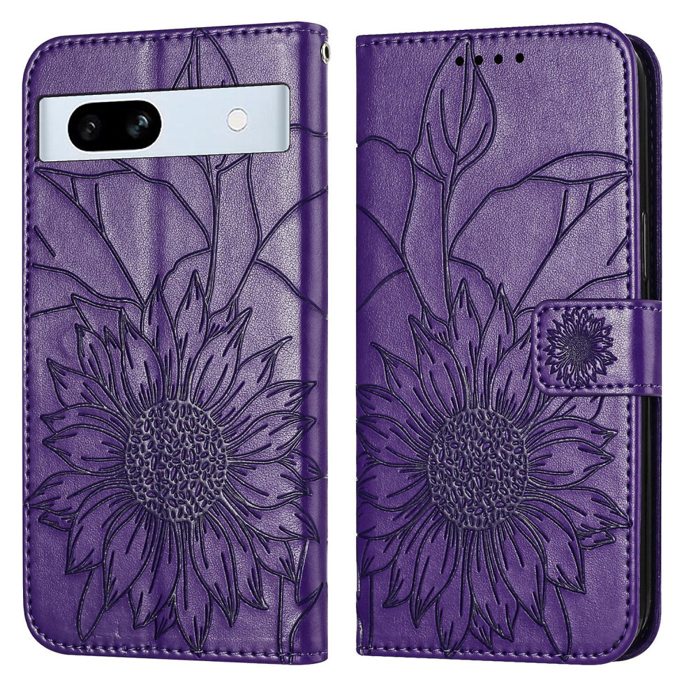 Compatible Google Pixel 7A Wallet Case,3 Credit Card Slot Id Card Holder,Pu Leather Flip Case:dark Purple 3662543127179