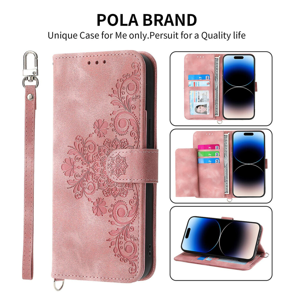 Compatible Iphone 11 Pro Max Case, Leather Wallet Flip Case With Strap: Pink 3403292164059