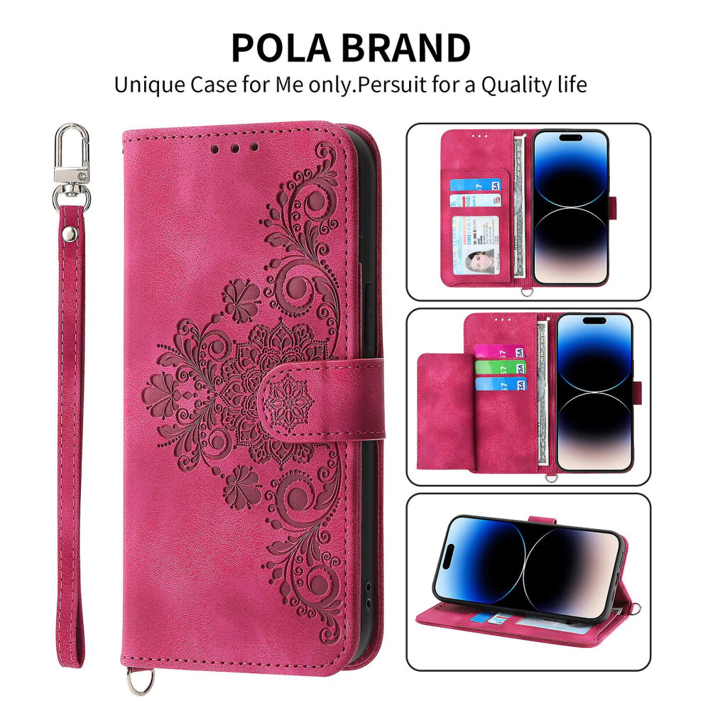Compatible Iphone 11 Pro Max Case, Leather Wallet Flip Case With Strap: Red 3403292164073