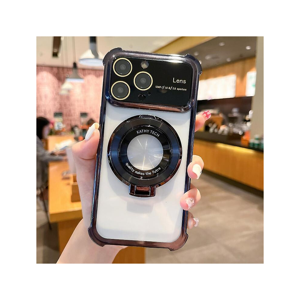 Compatible Iphone 14 Plus Magsafe Holder Shockproof Tpu Phone Case With Lens Film: Black 3403292164363