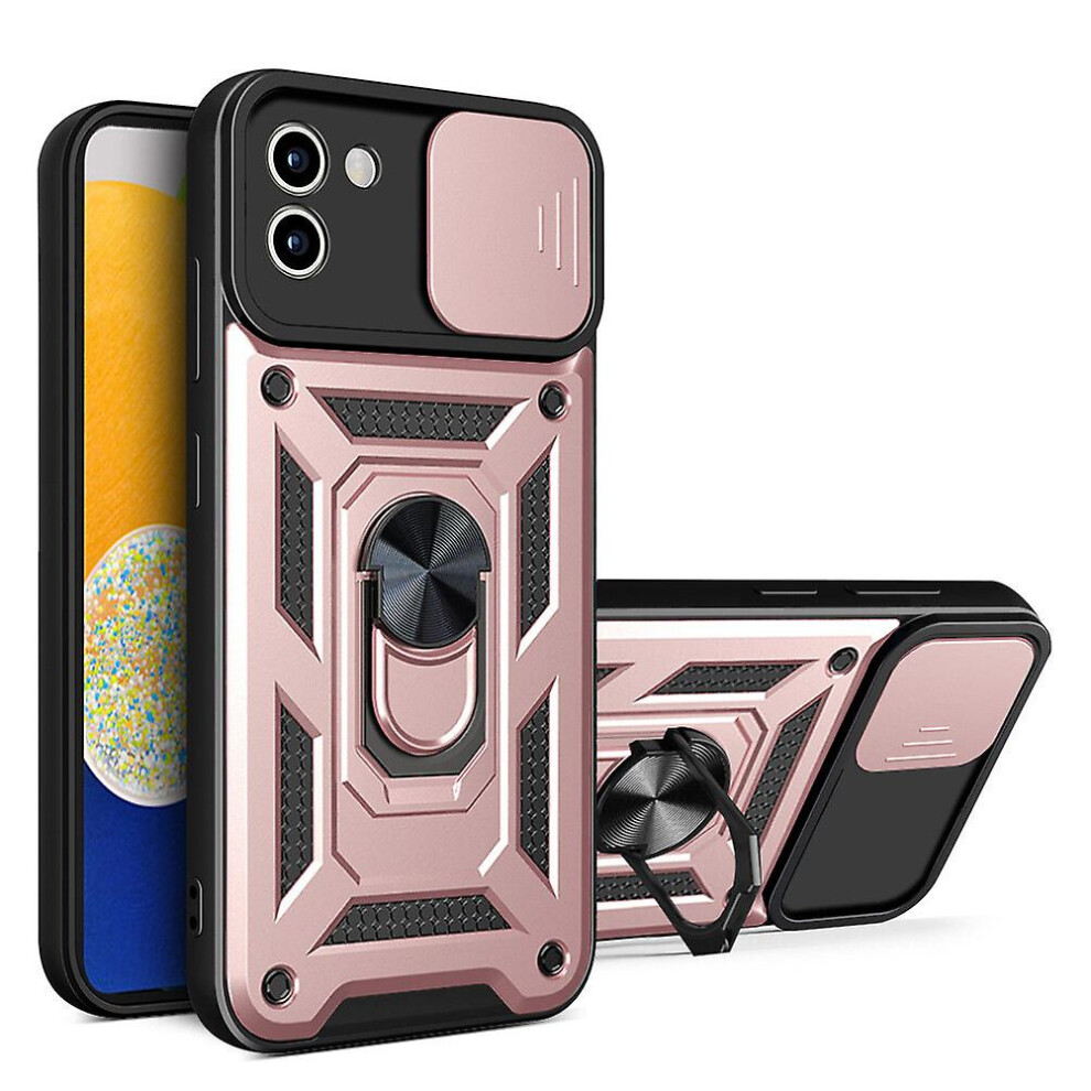 Magnetic Phone Case Compatible Samsung Galaxy A03 5G, Slide Camera Lens Protection And Built In 360 Rotatable Ring Holder:rose Gold 6933657188279