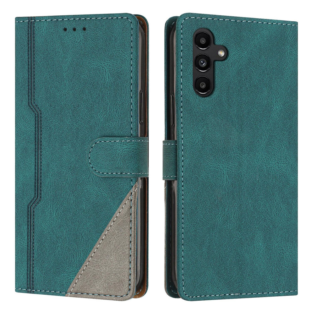 Leather Magnetic Clasp Case With Flip Wallet Stand Function Cover Compatible Samsung A14 4G 5G: Green 8105401206500