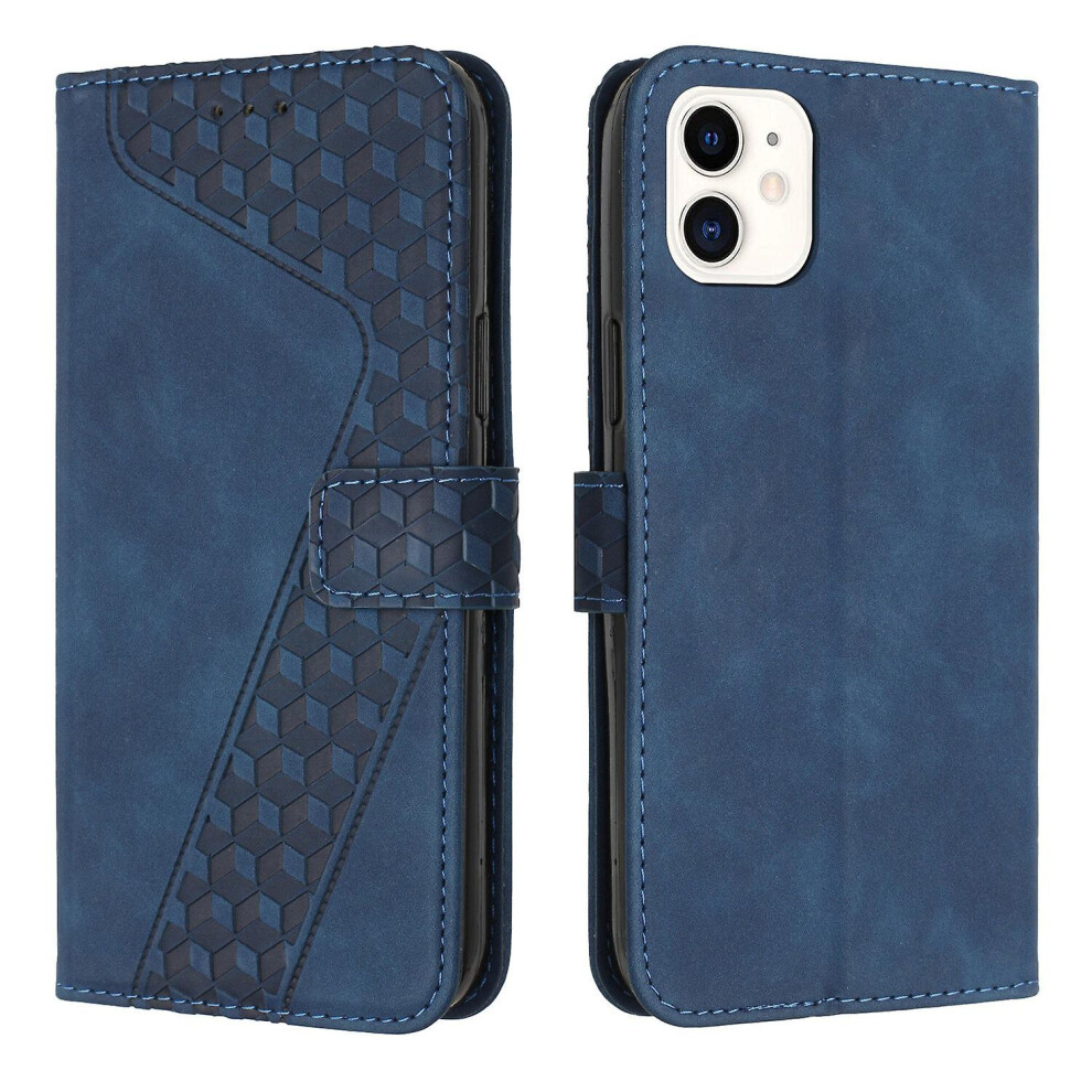 Iphone 11 Case, Pu Leather Flip Cover Magnetic Clasp Design Wallet Card Slots Stand Case: Blue 3405099413569