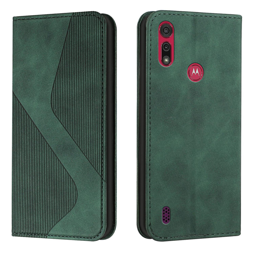 Moto E6s 2020 Case, Pu Leather Flip Cover Magnetic Closure Wallet Card Slots Stand Case: Green 8283972238264