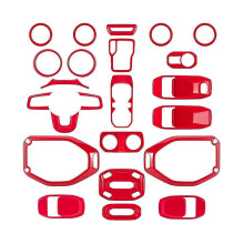 23PCS Full Interior Decoration Trim Kit for Wrangler JL JT 2018-2023 Accessories (Red)