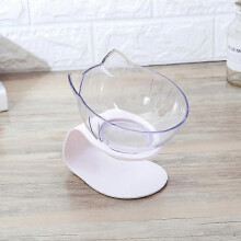 Neck Support Single Bowl White--15Elevated Cat Food Bowls , Raised Cat Transparent Plastic Bowl with Stand,Anti Vomiting cat Bowl