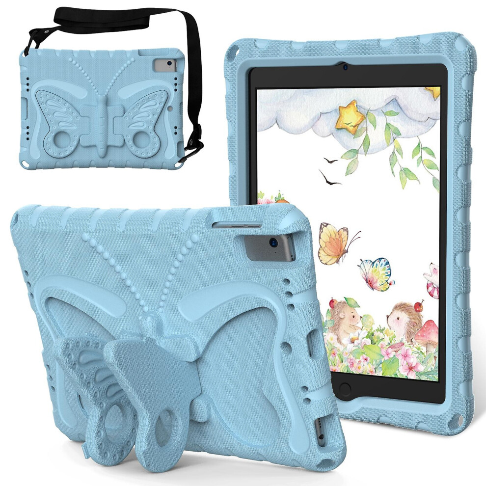 Compatible Ipad Air 1/2 / 9.7 2018/2017 Butterfly Bracket Eva Shockproof Tablet Case:light Blue 5492993207002