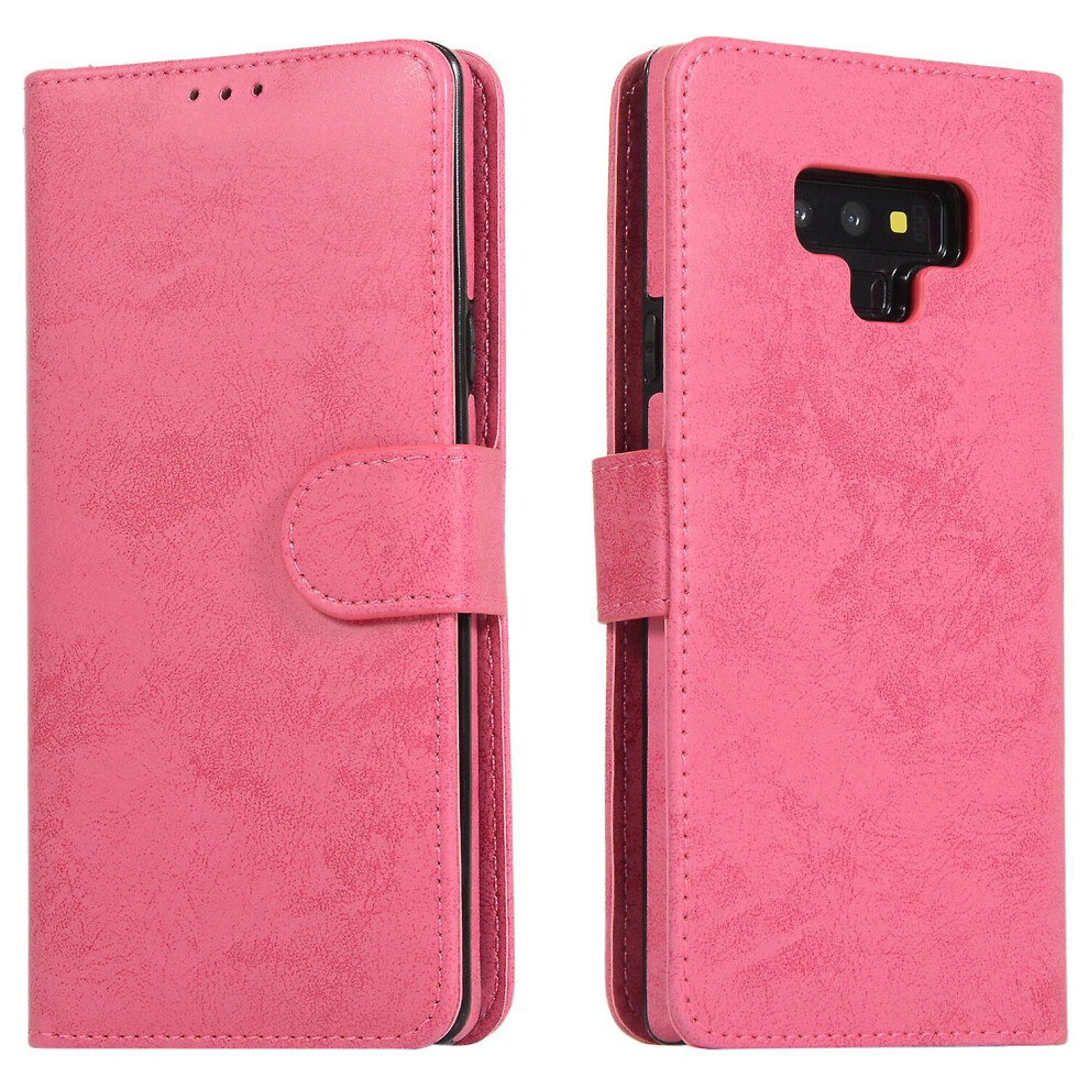 Samsung Note9 Case, Card Slots Retro Leather Wallet Shockproof Flip Cover Magnetic Closure Bookstyle Stand Case:rose Red 355818194879