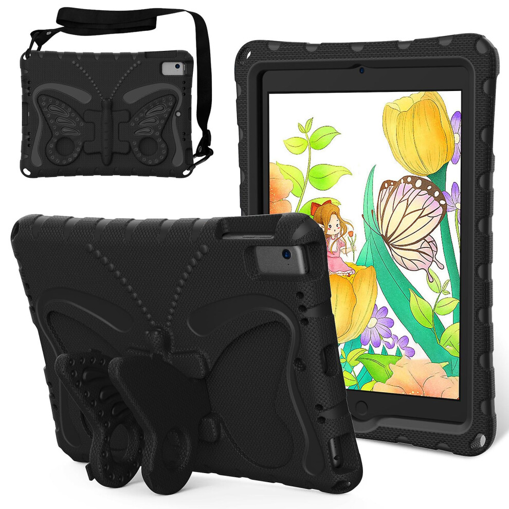 Compatible Ipad Air 1/2 / 9.7 2018/2017 Butterfly Bracket Eva Shockproof Tablet Case: Black 5492993206975