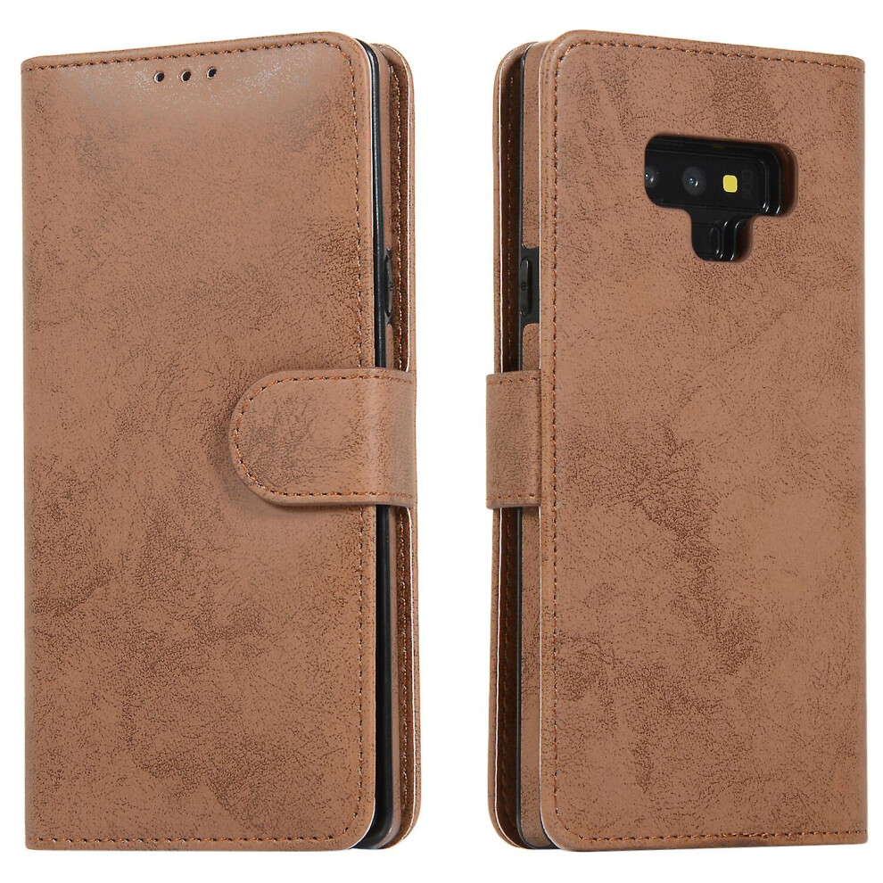 Samsung Note9 Case, Card Slots Retro Leather Wallet Shockproof Flip Cover Magnetic Closure Bookstyle Stand Case: Brown 355818194848