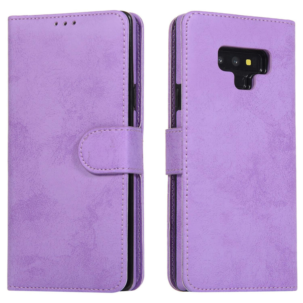 Samsung Note9 Case, Card Slots Retro Leather Wallet Shockproof Flip Cover Magnetic Closure Bookstyle Stand Case: Purple 355818194862