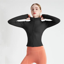 Giacca sportiva a maniche lunghe da donna con zip, maglietta da fitness/yoga invernale calda per palestra, abbigliamento sportivo, cappotti da corsa,