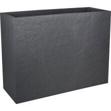 Jardinière Muret Loft L - VOLCANIA - Kunststoff - Anthrazitgrau - 78,5x29,5xH60cm - 46L - Steindekor - EDA