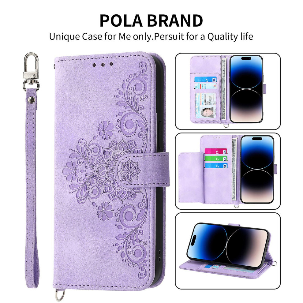 Compatible Iphone 11 Pro Max Case, Leather Wallet Flip Case With Strap: Purple 3403292164066