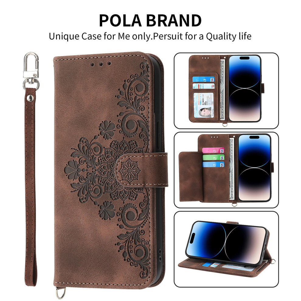 Compatible Iphone 11 Pro Max Case, Leather Wallet Flip Case With Strap: Brown 3403292164042