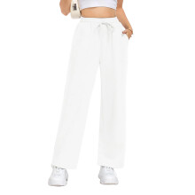 Womens Sweatpants Loose High Waist Wide Leg Lounge-Beige XXXL
