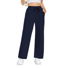 Womens Sweatpants Loose High Waist Wide Leg Lounge-navy blue L