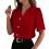 Comfortable Women's V Neck Button Down Short Sleeve-Burgundy M 1