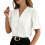 Comfortable Button Front V Neck Short Sleeve Shirt-White XXL 1