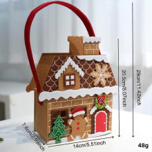 (7.6 cmx14 cmx29 cm, Style B) Felt Gingerbread House Bag Cute Ornament Stocking Stuffer Christmas Gift Bag Style A