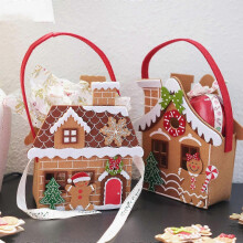 (7.6 cmx14 cmx29 cm, Style A) Felt Gingerbread House Bag Cute Ornament Stocking Stuffer Christmas Gift Bag Style A