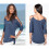 Women's Casual Pullover Top Elastic Soft Fabric Off-gray blue S 6