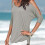 Women's Casual Pullover Top Elastic Soft Fabric Off-gray blue S 7